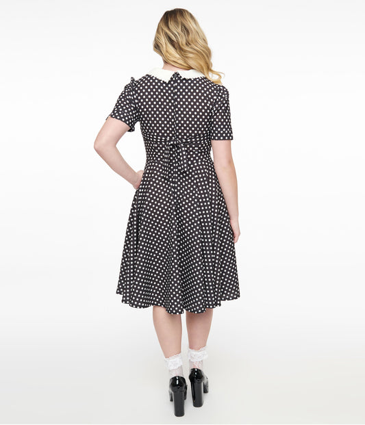 1950s Black & White Polka Dot Brielle Swing Dress