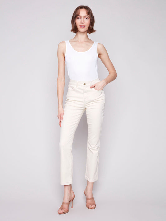 Bootcut Stretch Twill Pants - Natural